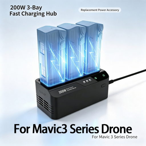 Drone Charging Hub - 200W 3-Bay Fast Battery Charging Hub,