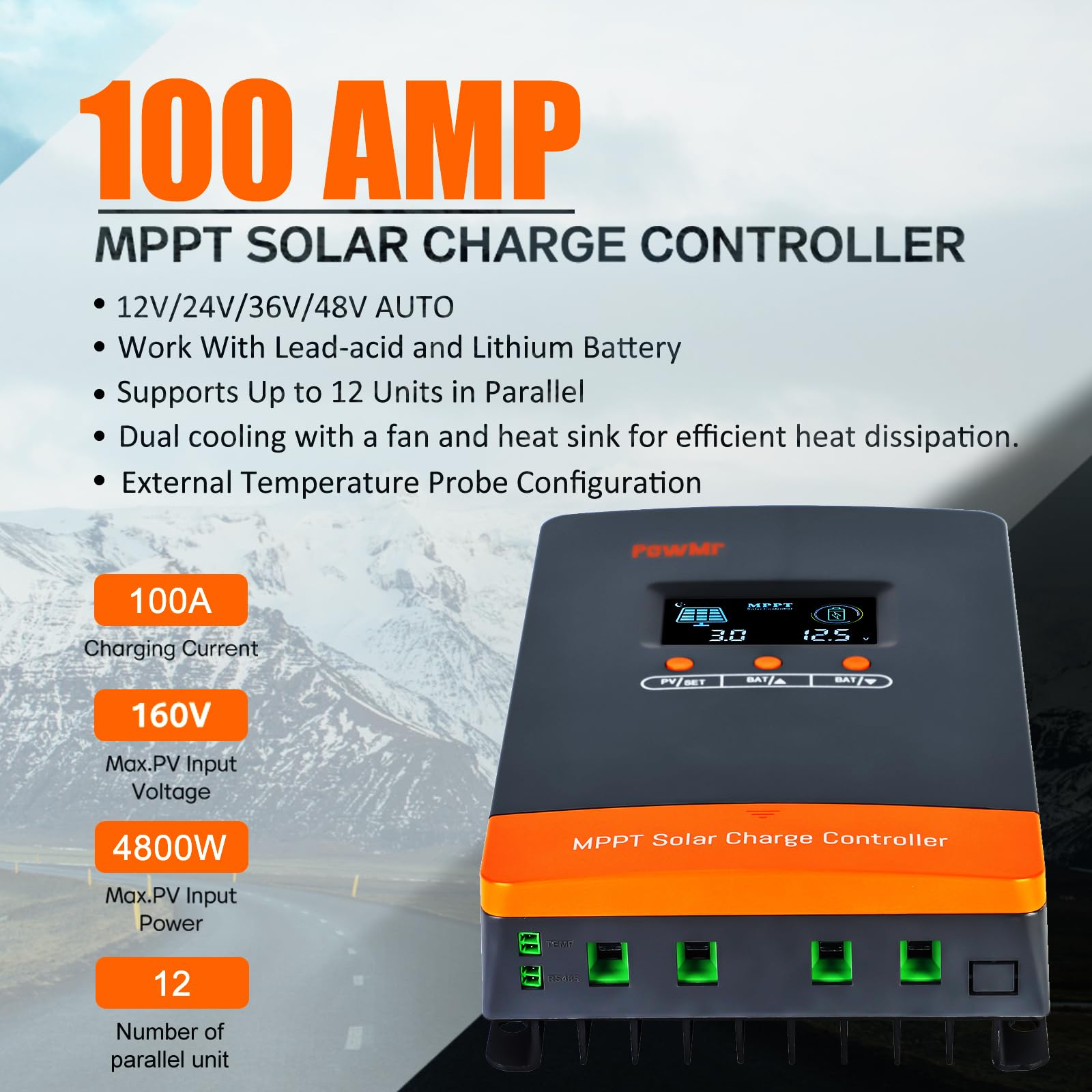 PowMr 100A MPPT Solar Charge C - Drone Solar Charger 评论和价格